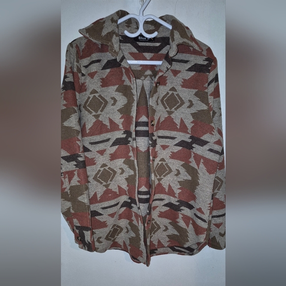Aztec Shacket Shirt Jacket Sz.M Taupe Sienna Western - Picture 3 of 7